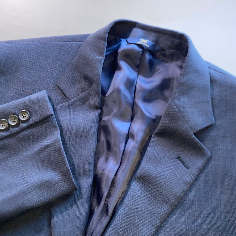 Brooks Brothers 346 Madison Fit Blazer Navy Blue Micro Check 2 Button Jacket 42R